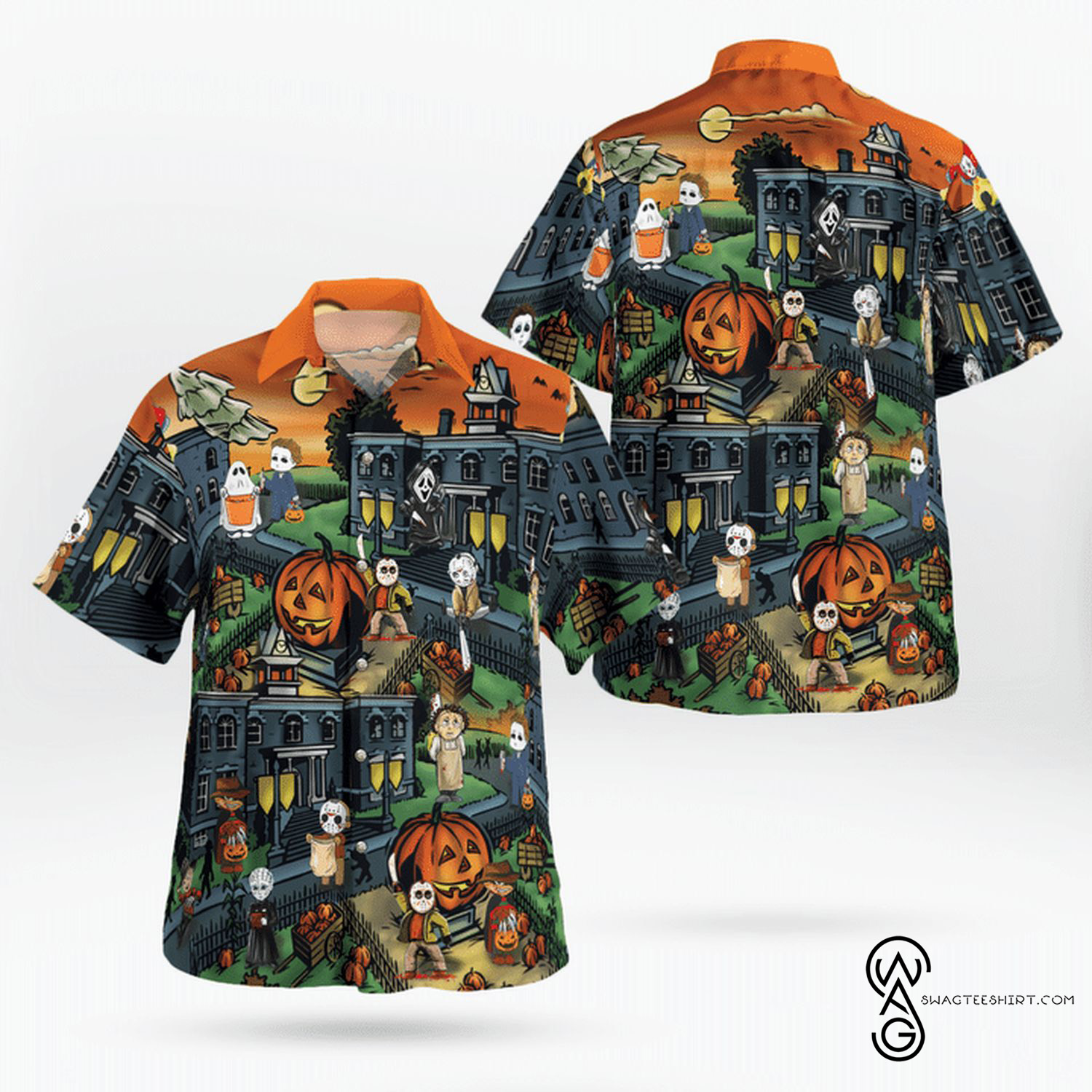 [Top Trending] In Sesame Street And Pumpkins Halloween Casual Beach Full Printing Hawaiian Shirt